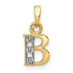 Black Bow Jewelry The Chloe Mini Diamond Accent initial B Pendant in 14k Yellow Gold - 1 of 4