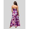 24seven Comfort Apparel Womens Purple Floral A Line Strapless Maxi Dress With Pockets - 3 of 4