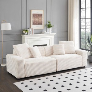Corduroy Sectional Sofa With Pillows For Living Room,4 Seat Modular Sofa With Plastic Legs,Modern Corduroy Couch For Small Spaces-Koiai - 1 of 4