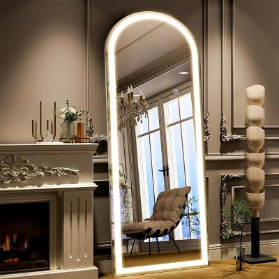 LED Arched Full-Length Mirror with LED Lights, Standing Mirror for Bedroom, Wall-Mounted Full-Length Mirror, A-Mirror-20“x63”