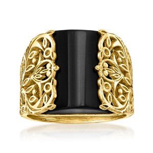 Ross-Simons Onyx Openwork Ring in 18kt Gold Over Sterling - 1 of 4
