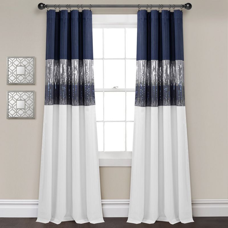 Night Sky 100% Lined Blackout Window Curtain Panel Navy/White Single 42X84, 1 of 7