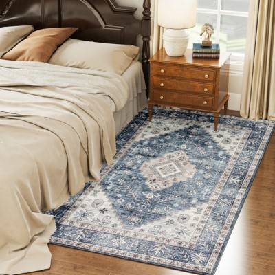 GlasFlength Rugs 4'x6' Vintage Waterproof Extra Large Area Rugs Carpet Non-Slip Rug Pads Washable Rug for Room, Multicolored, 72"*0.3"*48"