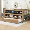Twin Size Wood Low Loft Bed with Storage Shelves, Blackboard and Trundle - 2 of 4