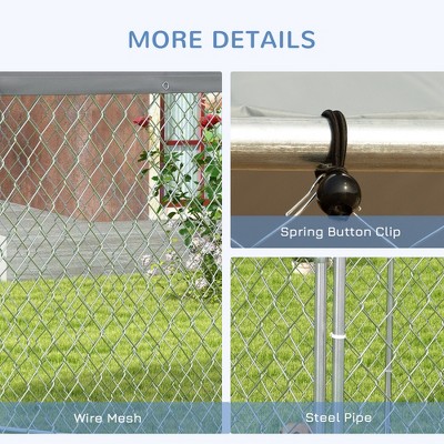 Large Galvanized Steel Outdoor Dog Kennel with Weatherproof Roof