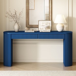 Sapphtopaz Modern Console Table with 2 Drawers and Shelf, Entryway Table with Vertical Stripes, TV Stand for Living Room, Entryway, Hallway - 1 of 4