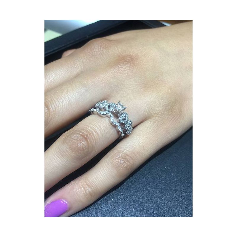 Pompeii3 3/4ct Heart Shape Diamond Engagement Ring Set 14K White Gold, 2 of 4