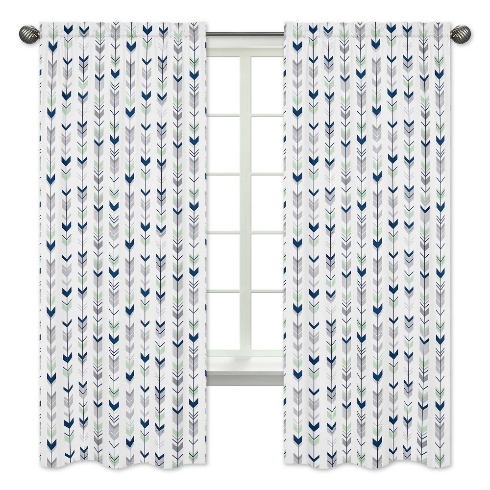 Sweet Jojo Designs Window Panels - Navy & Mint Mod Arrow - 2pk -  52435828