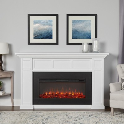 Alcott 75" White Electric Fireplace with Mantel