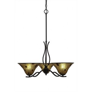 Toltec Lighting Revo 3 - Light Chandelier in  Dark Granite with 10" Penshell Resin Shade Shade - 1 of 1