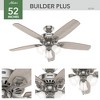 Hunter 52" Builder Lighted Ceiling Fan, Brushed Nickel Finish, 5 Blades, Light Gray Oak/Warm Grey Oak - 2 of 4