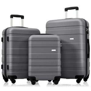 ORRD 3-Piece ABS Hardshell Luggage Set (20''/24''/28'') - Lightweight Spinner Suitcases w/TSA Lock, Grey - 1 of 4
