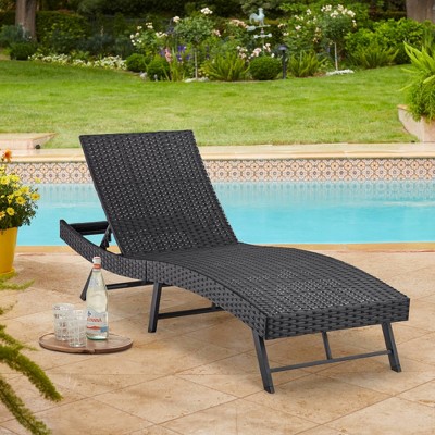 Ayanna Black Metal Adjustable Outdoor Lounge Chair