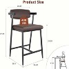 2-Piece Counter-Height Bar Stools Set with Arms - 400lb Capacity, H-Base, Thick Padded Seats & Backs, Waterproof - 2 of 4