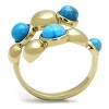 Slickblue Women's IP Gold Stainless Steel Ring with Semi-Precious Sea Blue Turquoise, Size 5-10 - 3 of 4