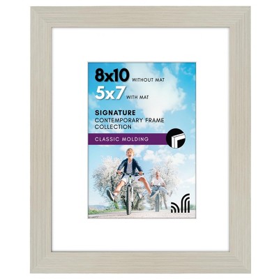 Americanflat 8x10 Picture Frame in Light Wood - Displays 5x7 With Mat and 8x10 Without Mat - Composite Wood with Shatter Resistant Glass  and Tabletop