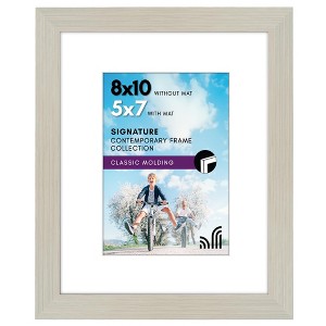 Americanflat 8x10 Picture Frame in Light Wood - Displays 5x7 With Mat and 8x10 Without Mat - Composite Wood with Shatter Resistant Glass  and Tabletop - 1 of 4