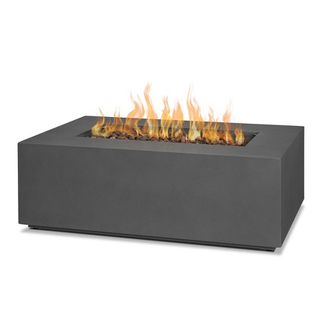 Aegean Small Rectangle Fire Table With, Convert Outdoor Fire Pit To Gas