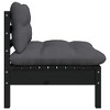 vidaXL Patio Middle Sofa - Comfortable with Cushions - Freestanding Black Garden Furniture - Solid Pinewood Construction - Flexible Modular Design - 3 of 4