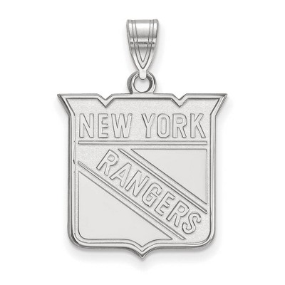 Black Bow Jewelry 14k White Gold New York Rangers NHL Large Pendant