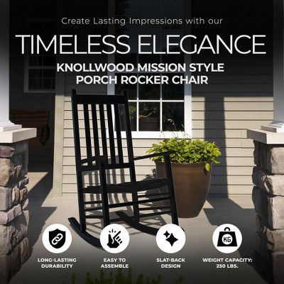 Black Hardwood Mission Style Outdoor Rocking Chair