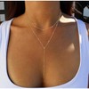 Lariat Gold Necklace for Women, Dainty Long Y - Shaped Pendant with Beads, Trendy Layered Chain Drop Necklace - 4 of 4