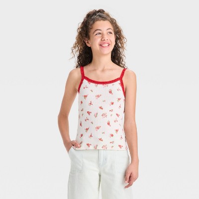 Girls' Lace Trim Pointelle Tank Top - art class™