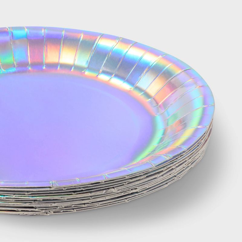 20ct Disposable Holographic Dinner Plates White - Spritz&#8482;, 3 of 4
