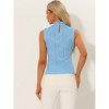 Allegra K Women's Mock Neck Sleeveless Keyhole Back Ribbed Knit Blouses - 3 of 4