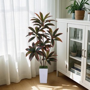 Artificial Dracaena Plant Fake Tree with White Tall Planter,Faux Yucca Tall Fake Plant in Pot Artificial Tree for Home Office Living Room Decor - 1 of 4