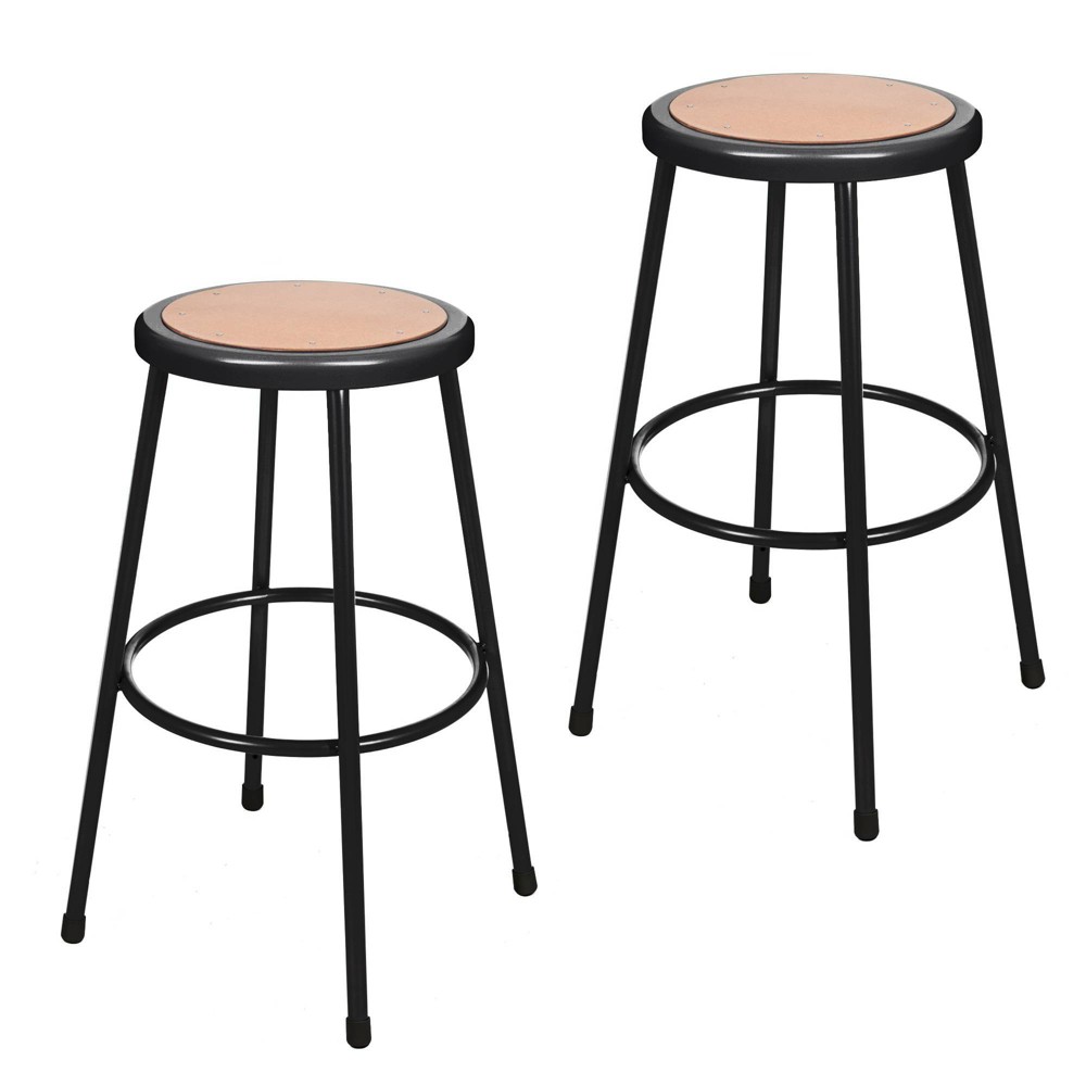 Photos - Chair Set of 2 30" Heavy Duty Steel Barstools Black - Hampden Furnishings: No Assembly, Masonite Seat, 300lb Capacity