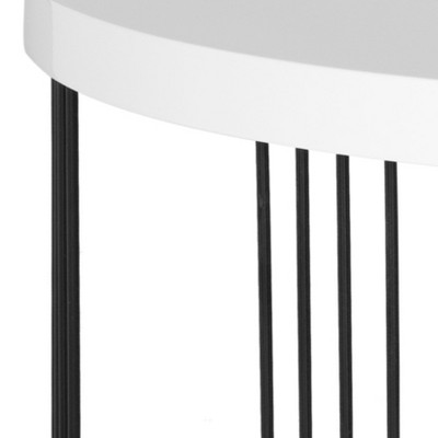 Transitional Round Black and White Wood & Metal Coffee Table