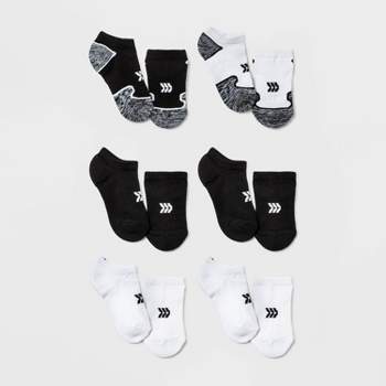 Kids' 6pk No Show Athletic Socks - All In Motion™ Black/White 