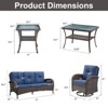 POCASSY 5 Piece Outdoor Patio Furniture Set, Brown Rattan Wicker Modern Outdoor Couch with Swivel Chairs and Coffee Table - 3 of 4