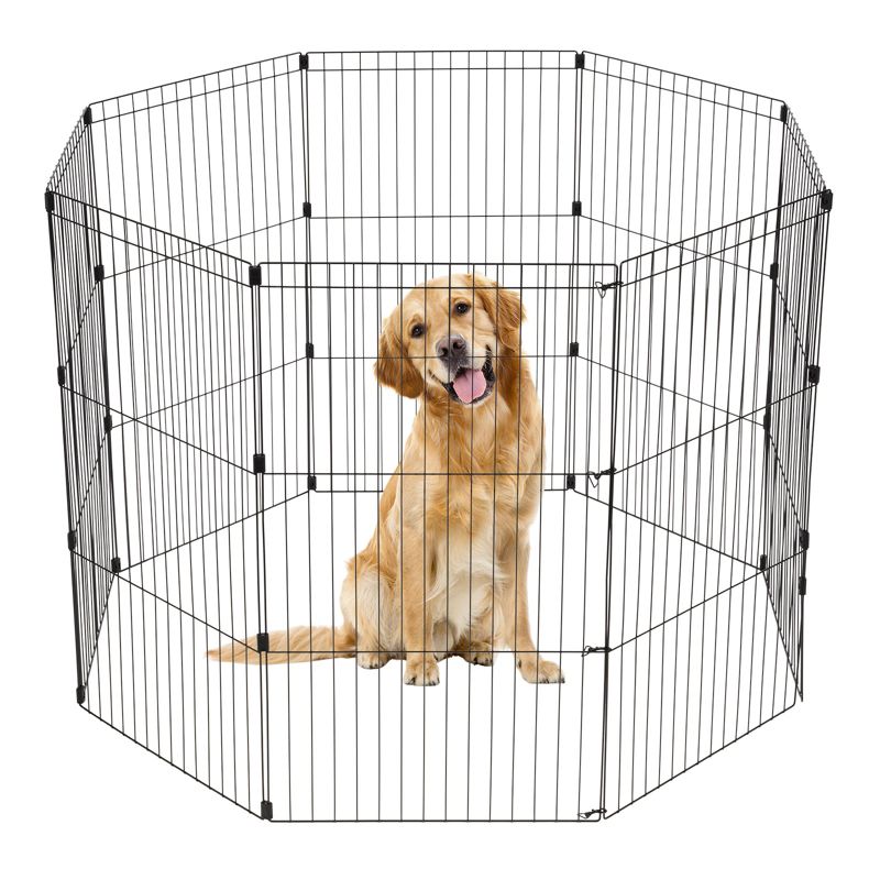 IRIS USA Exercise 8 Panel Wire Metal Pet Playpen for Dog, 1 of 9