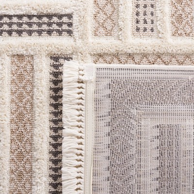 Ivory Geometric Easy-Care Synthetic Rug - Handmade & Washable