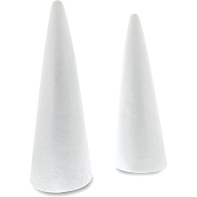 Photo 1 of 2 Pack Foam Cones 5.25" x 14.5" Styrofoam Cones  for Art and DIY Crafts Projects, White