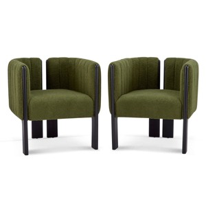 Boucle Dining Chairs Set of 2, Upholstered Arm Chairs with Rubber Wood Frame, Modern Accent Chairs for Dining Room or Kitchen-Koiai - 1 of 4