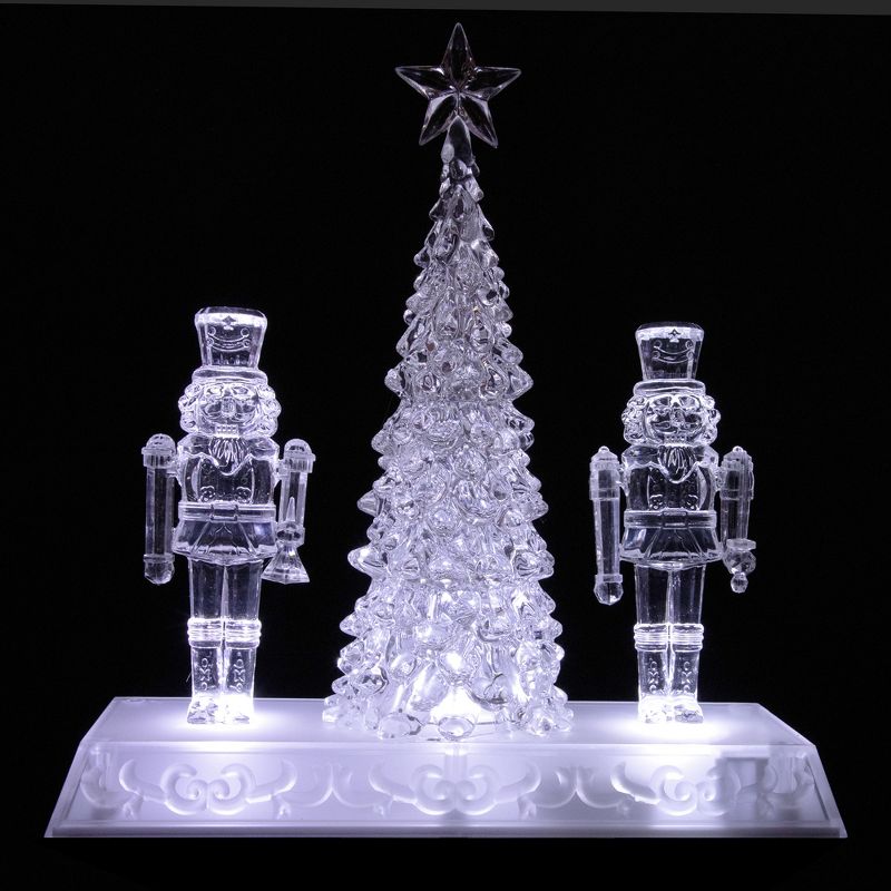 Northlight 9" LED Lighted Icy Crystal Nutcracker and Christmas Tree Decoration, 3 of 7