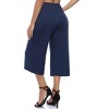 Coolmee Women's Wide Leg Palazzo Crop Pants Retro Elastic Waist Lightweight Knitted Pants with Pockets - 3 of 4