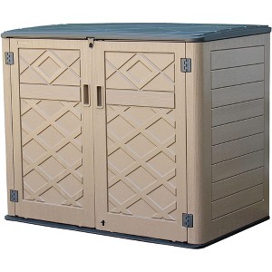 BENCMATE Storage Sheds, Garden Storage Shed Tool House with Lid and Door, Durable Construction for Backyard or Patio, Brown, 53.1"*33.1"*46.9" - 1 of 4