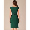 INSPIRE CHIC Women's Cap Sleeve Work Belted Elegant Sheath Dress - 3 of 4