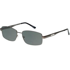 Enhance BIG&TALL EN3858 Men's Polarized Bi-Focal Sunglasses Gunmetal Silver 59mm Blue Mirror +1.00 - 1 of 1