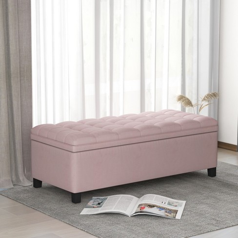 Upholstered Flip Top Storage Pink-modernluxe : With Bench Top Button Tufted Target