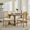French Dining Chairs Set of 2,Linen Upholstered Dining Chairs with Rattan Backrest,Wood Dining Chairs for Kitchen or Living Room-Coolbibila - 3 of 4