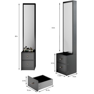 Length 11.8" x Width 15.7" x Height 63" Simple Stylish Dressing Mirror Cabinet, Full Body Mirror Cabinet, Extra Large Mirror - 1 of 4