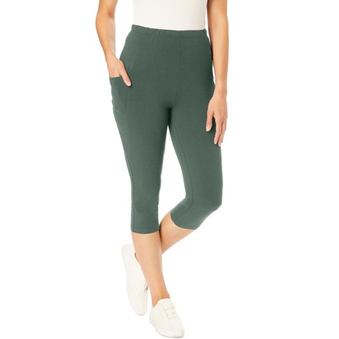 Woman Within Women s Plus Size Petite Pocket Capri Legging S Pine