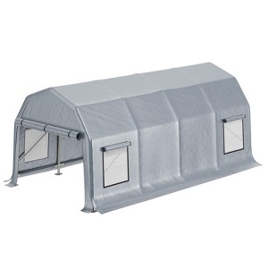 AMERLIFE 12x24FT Heavy Duty Carport, Portable Garage Canopy with Windows, Waterproof, Silver - 1 of 4