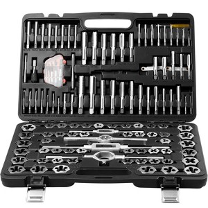 VEVOR Tap and Die Set, 116-Piece Include Metric and SAE Size, Bearing Steel Taps and Dies, Essential Threading Tool - 1 of 4