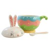 Tabletop 8.0" Dottie Bunny Bowl W/Spoon Easter Rabbit Spring Transpac  -  Serving Bowls - 3 of 3